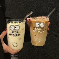 Cốc Nước Thủy Tinh Chịu Nhiệt Độ Cao Ống Hút Cốc ins Cà Phê Nước Uống Sữa Hộ Gia Đình Cốc Influencer Nước ép Ly mdhy