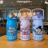 Cốc nước VIONUGGINS Labubububu, Cốc rơm họa tiết hoạt hình 1000ML, Bình nước di động dễ thương Crybaby Cốc nóng lạnh