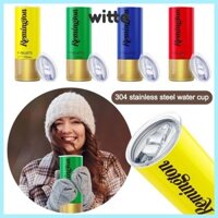 Cốc nước WITTE, có nắp Cốc rơm 20oz, Cốc ô tô họa tiết Remington bằng thép không gỉ thời trang