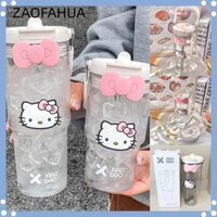 Cốc nước ZAOFAHUA Hello Kitty, Chai nước giải khát Sanrio bằng nhựa, Cốc rơm thể thao di động hoạt hình ngoài trời