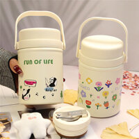 Cốc Om gấu trúc nữ 2024 kiểu mới sinh viên văn phòng Nồi hầm có canh cơm hộp Giữ Nhiệt Mùa Đông có thìa nắp BI09