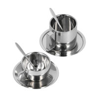 Cốc Pha Cà Phê Inox Cao Cấp, Tách Uống Cafe 280ml 200ml 180ml Hai Lớp Chống Nóng Tiện Lợi