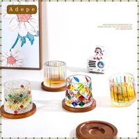 Cốc pha lê có đế lót ly bằng gỗ, cốc thủy tinh, ly sâm panh không thân cho rượu Rum