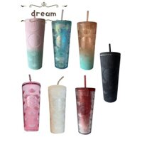 Cốc Rơm Starbucks 700ml Màu Hồng Xanh Nổi Vỏ Rơm Cốc