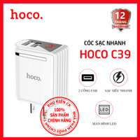 CÓC SẠC 2 CỔNG USB 2.4A HOCO C39 - MÀN HÌNH LED -HÃNG PHÂN PHỐI CHÍNH THỨC LazadaMall