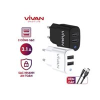 Cốc Sạc 2 cổng USB Kèm Cáp Micro VIVAN VP01 - HÀNG CHÍNH HÃNG