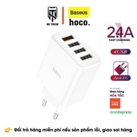 Cốc sạc 28.5W Hoco C102A chân tròn 4 cổng USB sạc nhiều thiết bị cùng lúc 1, phích cắm tiêu chuẩn EU.