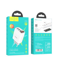 Cốc sạc 3 cổng USB Hoco C93A sạc nhanh 3.4A chân tròn màn hình Led tiêu chuẩn