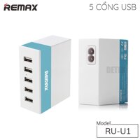 Cốc sạc 5 cổng đa năng USB REMAX U1 hỗ trợ sạc nhanh