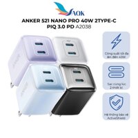 Cốc sạc Anker 521 Nano Pro 40W 2Type-C PiQ 3.0 PD A2038 - Hàng chính hãng