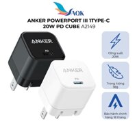 Cốc sạc Anker PowerPort III 1Type-C 20W PD Cube A2149 - Hàng chính hãng