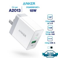 Cốc sạc, củ Sạc 1 Cổng Anker PowerPort+ 18W Tích Hợp PowerIQ Sạc Nhanh QC 3.0 - A2013 - Hàng Chính Hãng