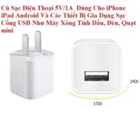 Cốc Sạc Điện Thoại 5V/1A  Dùng Cho iPhone iPad Android Và Các Thiết Bị Gia Dụng Sạc Cổng USB Như Máy Xông Tinh Dầu, Đèn,