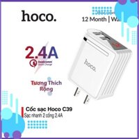 Cốc sạc hai cổng Hoco C39 màn hình LED hiển thị điện áp đầu ra [Giá Tốt - Cực Rẻ]