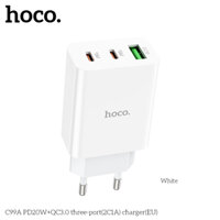Cốc Sạc Hoco C99A PD20W+QC3.0 2 Cổng Type-C Và 1 Cổng USB Chân Tròn Tiêu Chuẩn