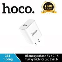 Cốc sạc Hoco hỗ trợ sạc nhanh 5V/2.1A sạc thông minh C61 cho iPhone/iPad/Samsung/Huawei/Xiaomi/Android