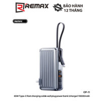 Cốc Sạc Kiêm Pin Dự Phòng REMAX CP-11 10000mAh Cổng A+C Tích Hợp 1 Cáp C QC3.0+PD 65W