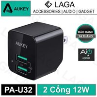 Cốc Sạc Mini Aukey 2 Cổng 12W AiPower - PA-U32