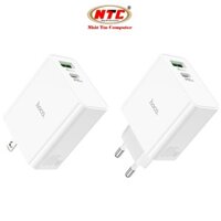 Cốc sạc nhanh 2 cổng Hoco C113 / C113A USB QC3.0 và TypeC PD max 65W, chân gập (Trắng) - HÃNG PHÂN PHỐI