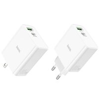 Cốc sạc nhanh 2 cổng Hoco C113 / C113A USB QC3.0 và TypeC PD max 65W, chân gập (Trắng) - PHỤ KIỆN 1986