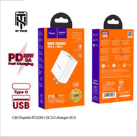 Cốc sạc nhanh 20VV hoco C80, củ sạc PC chống cháy siêu bền Chân cắm tròn EU.