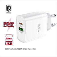 Cốc sạc nhanh 20VV hoco C80A, củ sạc PC chống cháy siêu bền Chân cắm tròn EU.