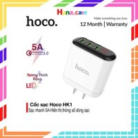 Cốc sạc nhanh 3 cổng (3 USB) 5A MAX Hoco 3-Ports HK1 Đèn led báo sạc hana.case