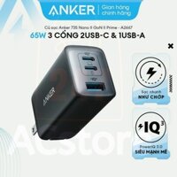 Cốc Sạc nhanh Anker A2668 65W/ A2667  B2667  GaN Prime 65w 3 cổng ( 2C - 1A ) Bảo hành 12 Tháng