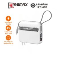 Cốc sạc nhanh kiêm pin dự phòng Remax RPP-588 15.000mAh sạc nhanh PD max 45W tích hợp cáp sạc Type C, Lightning