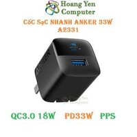 Cốc Sạc Nhanh Mini Anker 323 A2331 (QC3.0 18W, PD 20W, PD 33W) - BH 12 tháng