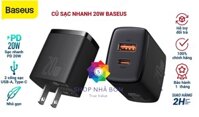 Cốc sạc nhanh siêu nhỏ gọn chân tròn Baseus Compact Quick Charger 20W USB  Type C Dual Port, 20W PDQC 3.0 Multi Quick Charge Support dùng cho Samsung  Xiaomi Huawei OPPO  iPhoneiPad......Hàng chính hãng - Màu Đen