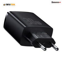 Cốc sạc nhanh siêu nhỏ gọn Baseus Compact Quick Charger 30W(USB dual port +Type C,30w PD/QC3.0 Multi Quick Charge Support) ĐEN