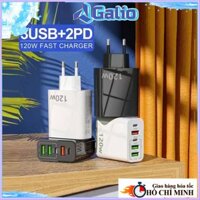 Cốc Sạc Nhanh Travel Charger 120W GaN 5-Port Fast Charger Set ( 3 USB + 2 Type C)