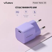 Cốc sạc VIVAN Power Nano 20 Sạc nhanh 20W chuẩn 3A Type-C (PD)