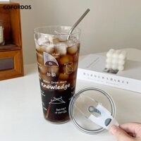 Cốc Sippy COFORDOS 1000ml, có nắp Cốc thủy tinh chịu nhiệt, Cốc cà phê thủy tinh Borosilicate cao dung tích lớn