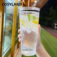 Cốc Sippy COSYLAND 1000ml, có nắp Cốc thủy tinh dung tích lớn, Cốc cà phê thủy tinh Borosilicate cao chịu nhiệt