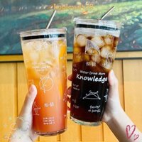 Cốc Sippy KOPIEWDX78 1000ml, Thủy tinh Borosilicate cao có nắp Cốc thủy tinh, Cốc cà phê dung tích lớn chịu nhiệt