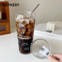 Cốc Sippy NAPKERY 1000ml, có nắp Cốc thủy tinh dung tích lớn, Cốc nước nóng thủy tinh Borosilicate cao chịu nhiệt