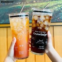 Cốc Sippy RONSIAY 1000ml, có nắp Cốc thủy tinh chịu nhiệt, Cốc cà phê dung tích lớn thủy tinh Borosilicate cao