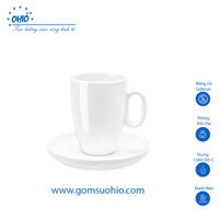 Cốc Socola 330ml Sứ Trắng OHIO + Đĩa kê