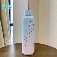 Cốc Starbucks 591ml Hồng Xanh Gradient Anh Đào Cốc Hoạt Hình Dễ Thương Đơn Giản Thép Không Gỉ Giữ Nhiệt Cốc Rơm Cốc