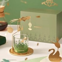 Cốc Starbucks Andersen Dòng Cắt Giấy Cối Xay Vàng Trang Trí Cốc Thủy Tinh Hộp Quà 320ml