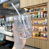Cốc Starbucks Thủy Tinh Có Ống Hút Dày Thủy Tinh Nhiều Màu Sắc Frappuccino Shaker Cup Sữa Cà Phê Cốc Nước 450ml