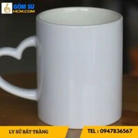 Cốc Sứ C Bát Tràng Quai Tim 350ml Không Nắp