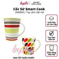 Cốc sứ cao cấp, ly sứ uống nước hoa văn phong cách Châu Âu Smart Cook dung tích 400ML Hàng chính hãng - Viền ngũ sắc