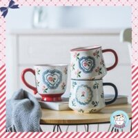 Cốc sứ Cherry xinh xắn handmade họa tiết vẽ tay Cherry dung tích lớn 400ml KITCAT STORE