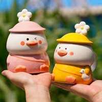 Cốc Sứ Chú Vịt Đáng Yêu Có Nắp Phong Cách Hàn Quốc 400ml - Ly Sứ Cặp Đôi Mãi Bên Nhau