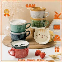 Cốc sứ có nắp đa năng tạo hình thú, dung tích 350ml dùng uống nước văn phòng, ở nhà hoặc làm quà tăng đều thích hợp