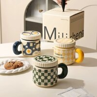 Cốc sứ có nắp, ly sứ vintage uống cafe, cốc uống trà hottrend mẫu mới