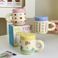 Cốc sứ có nắp và lõi lọc trà dễ thương 500ML